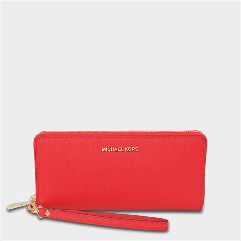 bright red michael kors wallet